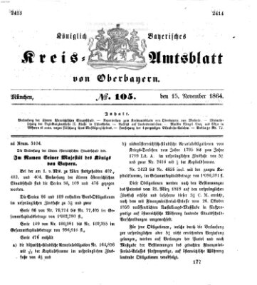 Königlich-bayerisches Kreis-Amtsblatt von Oberbayern (Münchner Intelligenzblatt) Dienstag 15. November 1864