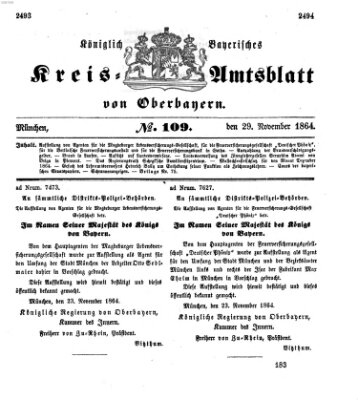 Königlich-bayerisches Kreis-Amtsblatt von Oberbayern (Münchner Intelligenzblatt) Dienstag 29. November 1864