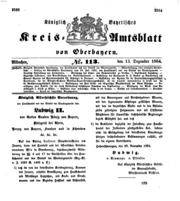 Königlich-bayerisches Kreis-Amtsblatt von Oberbayern (Münchner Intelligenzblatt) Dienstag 13. Dezember 1864