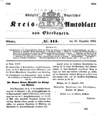 Königlich-bayerisches Kreis-Amtsblatt von Oberbayern (Münchner Intelligenzblatt) Dienstag 20. Dezember 1864