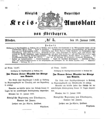 Königlich-bayerisches Kreis-Amtsblatt von Oberbayern (Münchner Intelligenzblatt) Dienstag 16. Januar 1866