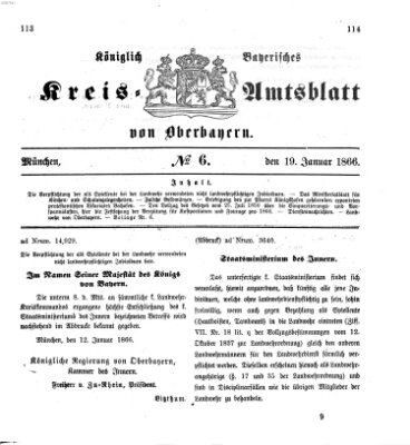 Königlich-bayerisches Kreis-Amtsblatt von Oberbayern (Münchner Intelligenzblatt) Freitag 19. Januar 1866