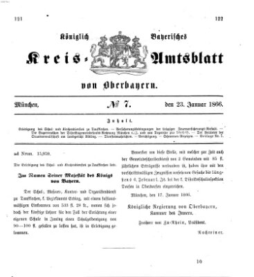 Königlich-bayerisches Kreis-Amtsblatt von Oberbayern (Münchner Intelligenzblatt) Dienstag 23. Januar 1866