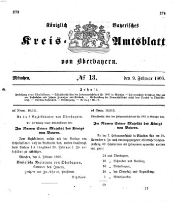 Königlich-bayerisches Kreis-Amtsblatt von Oberbayern (Münchner Intelligenzblatt) Freitag 9. Februar 1866