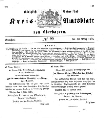 Königlich-bayerisches Kreis-Amtsblatt von Oberbayern (Münchner Intelligenzblatt) Dienstag 13. März 1866