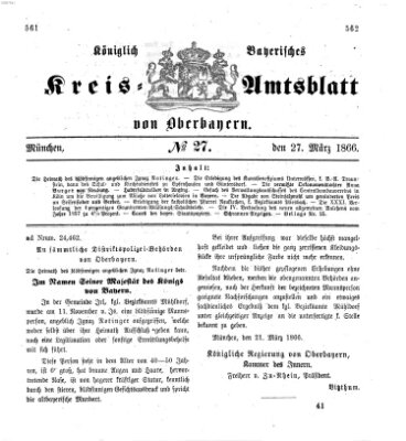 Königlich-bayerisches Kreis-Amtsblatt von Oberbayern (Münchner Intelligenzblatt) Dienstag 27. März 1866