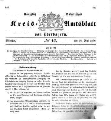 Königlich-bayerisches Kreis-Amtsblatt von Oberbayern (Münchner Intelligenzblatt) Freitag 18. Mai 1866