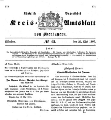 Königlich-bayerisches Kreis-Amtsblatt von Oberbayern (Münchner Intelligenzblatt) Freitag 25. Mai 1866