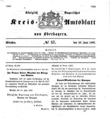 Königlich-bayerisches Kreis-Amtsblatt von Oberbayern (Münchner Intelligenzblatt) Dienstag 26. Juni 1866