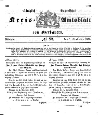 Königlich-bayerisches Kreis-Amtsblatt von Oberbayern (Münchner Intelligenzblatt) Freitag 7. September 1866