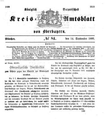 Königlich-bayerisches Kreis-Amtsblatt von Oberbayern (Münchner Intelligenzblatt) Freitag 14. September 1866