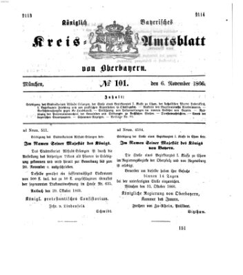 Königlich-bayerisches Kreis-Amtsblatt von Oberbayern (Münchner Intelligenzblatt) Dienstag 6. November 1866