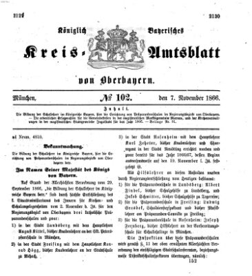 Königlich-bayerisches Kreis-Amtsblatt von Oberbayern (Münchner Intelligenzblatt) Mittwoch 7. November 1866