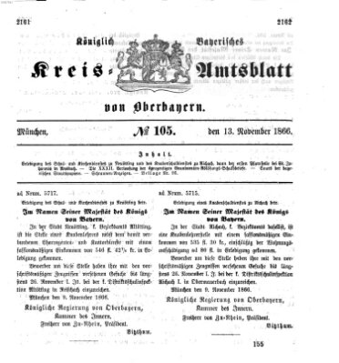 Königlich-bayerisches Kreis-Amtsblatt von Oberbayern (Münchner Intelligenzblatt) Dienstag 13. November 1866