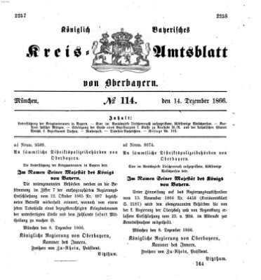 Königlich-bayerisches Kreis-Amtsblatt von Oberbayern (Münchner Intelligenzblatt) Freitag 14. Dezember 1866