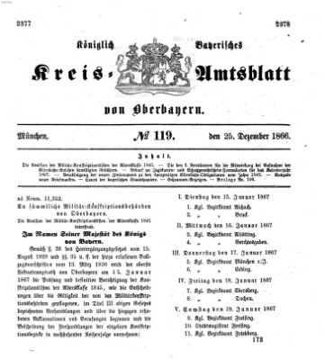 Königlich-bayerisches Kreis-Amtsblatt von Oberbayern (Münchner Intelligenzblatt) Dienstag 25. Dezember 1866