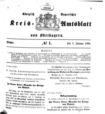 Königlich-bayerisches Kreis-Amtsblatt von Oberbayern (Münchner Intelligenzblatt) Freitag 3. Januar 1868