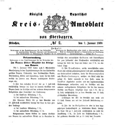 Königlich-bayerisches Kreis-Amtsblatt von Oberbayern (Münchner Intelligenzblatt) Dienstag 7. Januar 1868