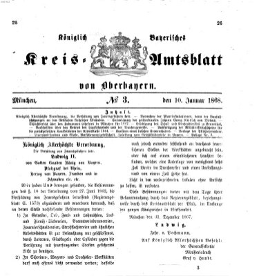 Königlich-bayerisches Kreis-Amtsblatt von Oberbayern (Münchner Intelligenzblatt) Freitag 10. Januar 1868