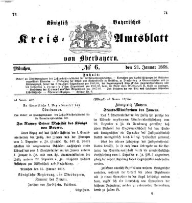 Königlich-bayerisches Kreis-Amtsblatt von Oberbayern (Münchner Intelligenzblatt) Dienstag 21. Januar 1868