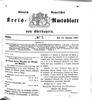 Königlich-bayerisches Kreis-Amtsblatt von Oberbayern (Münchner Intelligenzblatt) Freitag 24. Januar 1868