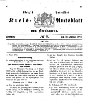 Königlich-bayerisches Kreis-Amtsblatt von Oberbayern (Münchner Intelligenzblatt) Dienstag 28. Januar 1868