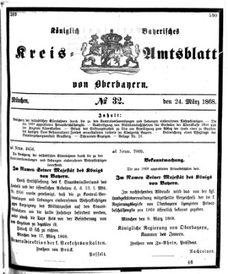 Königlich-bayerisches Kreis-Amtsblatt von Oberbayern (Münchner Intelligenzblatt) Dienstag 24. März 1868