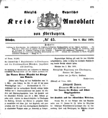 Königlich-bayerisches Kreis-Amtsblatt von Oberbayern (Münchner Intelligenzblatt) Freitag 8. Mai 1868