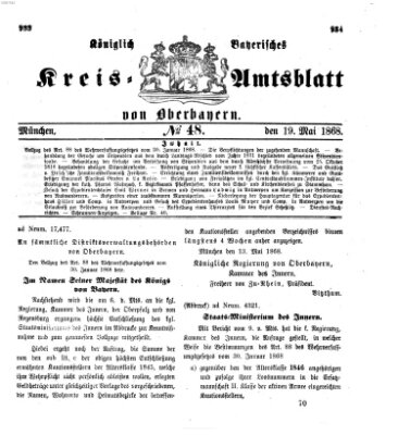 Königlich-bayerisches Kreis-Amtsblatt von Oberbayern (Münchner Intelligenzblatt) Dienstag 19. Mai 1868