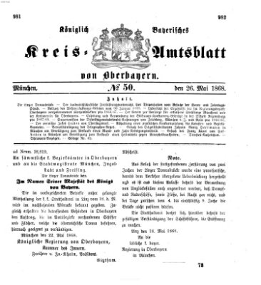 Königlich-bayerisches Kreis-Amtsblatt von Oberbayern (Münchner Intelligenzblatt) Dienstag 26. Mai 1868