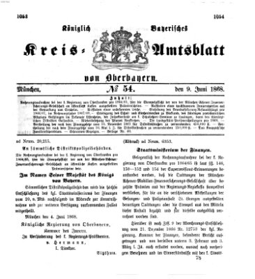 Königlich-bayerisches Kreis-Amtsblatt von Oberbayern (Münchner Intelligenzblatt) Dienstag 9. Juni 1868