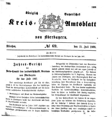 Königlich-bayerisches Kreis-Amtsblatt von Oberbayern (Münchner Intelligenzblatt) Mittwoch 15. Juli 1868