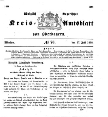 Königlich-bayerisches Kreis-Amtsblatt von Oberbayern (Münchner Intelligenzblatt) Freitag 17. Juli 1868