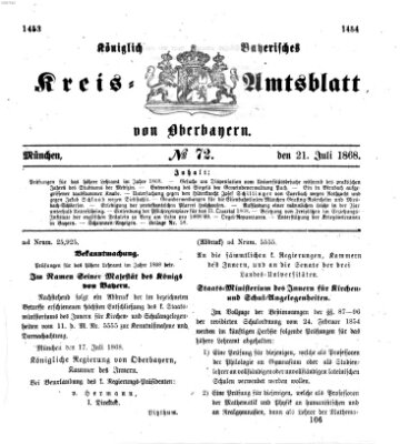 Königlich-bayerisches Kreis-Amtsblatt von Oberbayern (Münchner Intelligenzblatt) Dienstag 21. Juli 1868