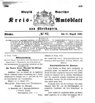 Königlich-bayerisches Kreis-Amtsblatt von Oberbayern (Münchner Intelligenzblatt) Freitag 21. August 1868