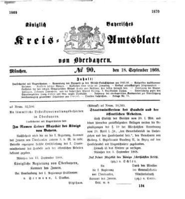 Königlich-bayerisches Kreis-Amtsblatt von Oberbayern (Münchner Intelligenzblatt) Freitag 18. September 1868