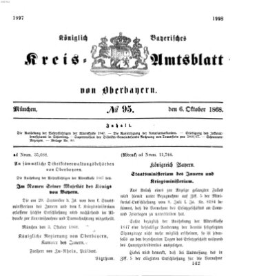 Königlich-bayerisches Kreis-Amtsblatt von Oberbayern (Münchner Intelligenzblatt) Dienstag 6. Oktober 1868