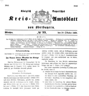 Königlich-bayerisches Kreis-Amtsblatt von Oberbayern (Münchner Intelligenzblatt) Dienstag 20. Oktober 1868