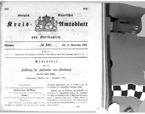 Königlich-bayerisches Kreis-Amtsblatt von Oberbayern (Münchner Intelligenzblatt) Mittwoch 18. November 1868