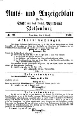 Amts- und Anzeigenblatt für die Stadt und das Königl. Bezirksamt Rothenburg Samstag 3. August 1867