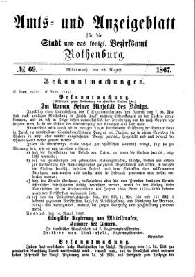 Amts- und Anzeigenblatt für die Stadt und das Königl. Bezirksamt Rothenburg Mittwoch 28. August 1867