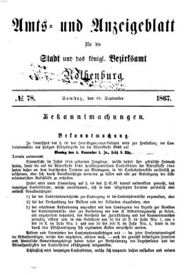 Amts- und Anzeigenblatt für die Stadt und das Königl. Bezirksamt Rothenburg Samstag 28. September 1867