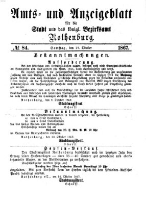 Amts- und Anzeigenblatt für die Stadt und das Königl. Bezirksamt Rothenburg Samstag 19. Oktober 1867