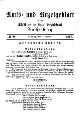 Amts- und Anzeigenblatt für die Stadt und das Königl. Bezirksamt Rothenburg Samstag 7. Dezember 1867