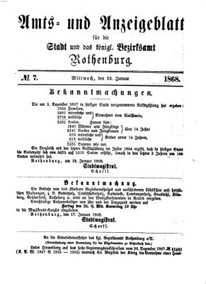 Amts- und Anzeigenblatt für die Stadt und das Königl. Bezirksamt Rothenburg Mittwoch 22. Januar 1868