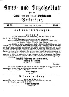 Amts- und Anzeigenblatt für die Stadt und das Königl. Bezirksamt Rothenburg Samstag 9. Mai 1868