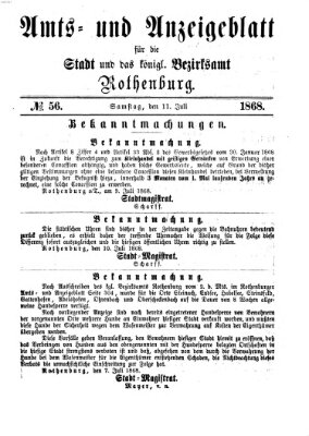 Amts- und Anzeigenblatt für die Stadt und das Königl. Bezirksamt Rothenburg Samstag 11. Juli 1868