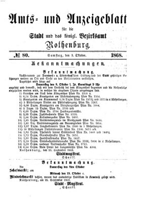 Amts- und Anzeigenblatt für die Stadt und das Königl. Bezirksamt Rothenburg Samstag 3. Oktober 1868