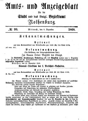 Amts- und Anzeigenblatt für die Stadt und das Königl. Bezirksamt Rothenburg Mittwoch 9. Dezember 1868