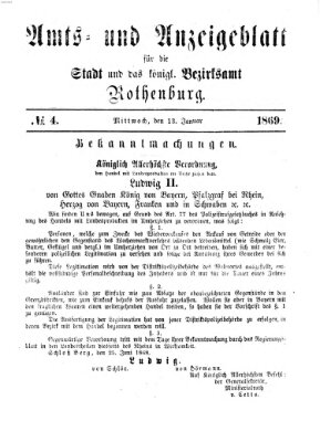 Amts- und Anzeigenblatt für die Stadt und das Königl. Bezirksamt Rothenburg Mittwoch 13. Januar 1869